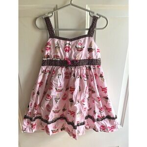 Blueberi Boulevard Girls Fit & Flare Pink Cute Cupcake‎ Dessert Party Dress Sz 5